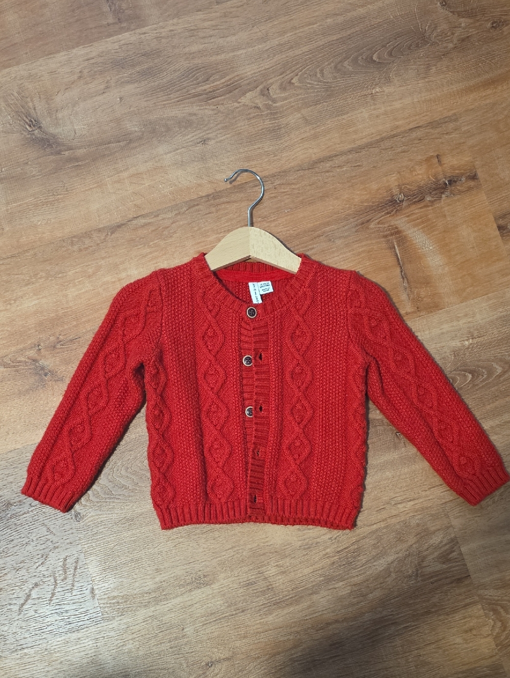 Janie & Jack Children's Red Cable-Knit Button Cardigan